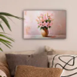 Vaas - Bloemen - Roze canvas 2cm klein -sfeer1