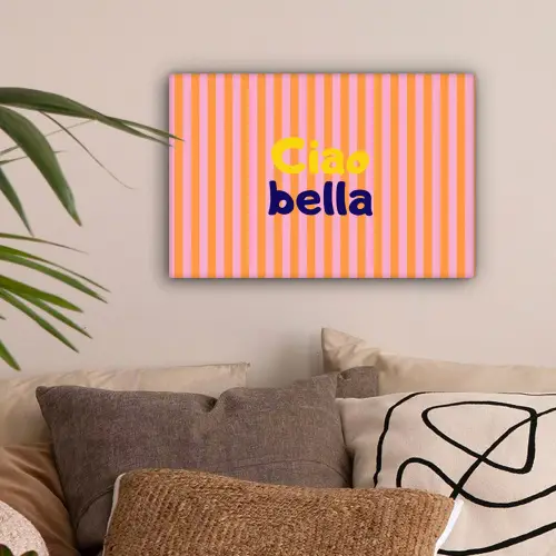 Verticaal - Strepen - Oranje - Ciao bella canvas 2cm klein -sfeer1
