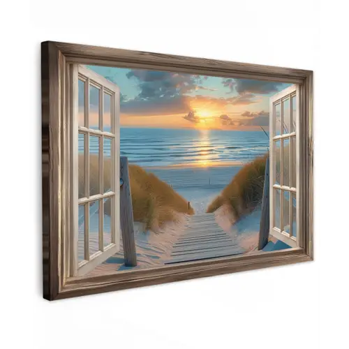 Doorkijk - Strand - Pad - Zonsondergang canvas 2cm klein -z3d