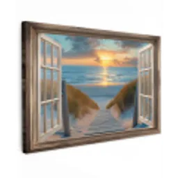Doorkijk - Strand - Pad - Zonsondergang canvas 2cm klein -z3d