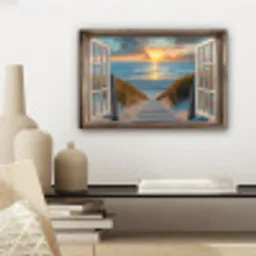 Doorkijk - Strand - Pad - Zonsondergang canvas 2cm klein -sfeer6