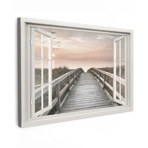 Doorkijk - Strand - Zee - Zonsondergang canvas 2cm klein -z3d