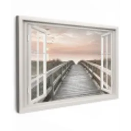Doorkijk - Strand - Zee - Zonsondergang canvas 2cm klein -z3d