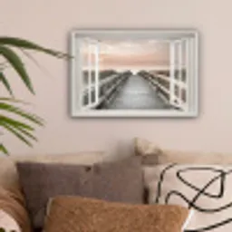 Doorkijk - Strand - Zee - Zonsondergang canvas 2cm klein -sfeer1
