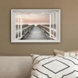 Doorkijk - Strand - Zee - Zonsondergang canvas 2cm klein -sfeer3