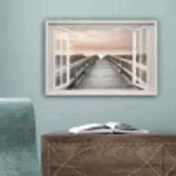 Doorkijk - Strand - Zee - Zonsondergang canvas 2cm klein -sfeer4