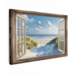 Doorkijk - Strand - Raam - Duinen - Zee canvas 2cm klein -z3d