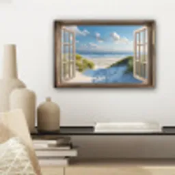 Doorkijk - Strand - Raam - Duinen - Zee canvas 2cm klein -sfeer6