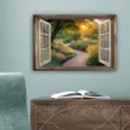Doorkijk - Bloemen - Natuur - Zon - Pad canvas 2cm klein -sfeer4