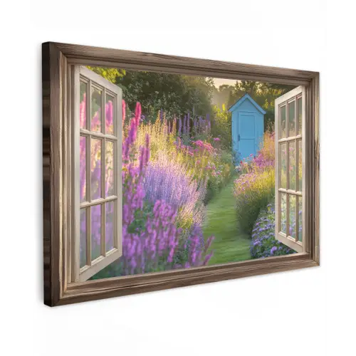 Doorkijk - Bloemen - Raam - Natuur canvas 2cm klein -z3d