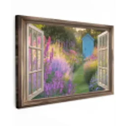 Doorkijk - Bloemen - Raam - Natuur canvas 2cm klein -z3d