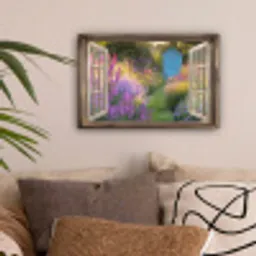 Doorkijk - Bloemen - Raam - Natuur canvas 2cm klein -sfeer1