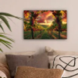 Wijngaard - Druiven - Zonsondergang canvas 2cm klein -sfeer1
