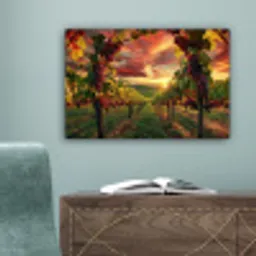 Wijngaard - Druiven - Zonsondergang canvas 2cm klein -sfeer4