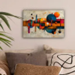 Vintage - Moderne kunst - Oranje - Geometrische vormen canvas 2cm klein -sfeer1