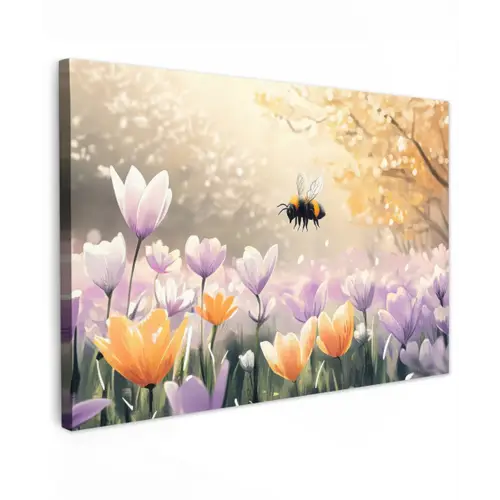 Viooltjes - bij - Zonlicht canvas 2cm klein -z3d