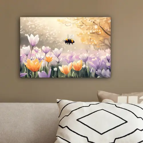 Viooltjes - bij - Zonlicht canvas 2cm klein -sfeer3