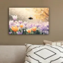 Viooltjes - bij - Zonlicht canvas 2cm klein -sfeer3