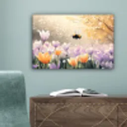 Viooltjes - bij - Zonlicht canvas 2cm klein -sfeer4
