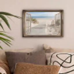 Doorkijk - Strand - Duinen - Pad - Landschap canvas 2cm klein -sfeer1