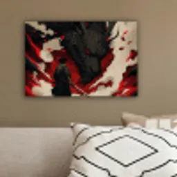 Krijger - Draak - Zwart - Rood - Rook canvas 2cm klein -sfeer3
