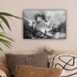 Krijger - Draak - Grijs canvas 2cm klein -sfeer1