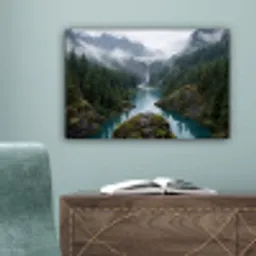 Waterval - Bomen - Bergen canvas 2cm klein -sfeer4