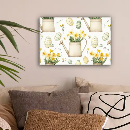 Gieter - Bloemen - Eieren canvas 2cm klein -sfeer1