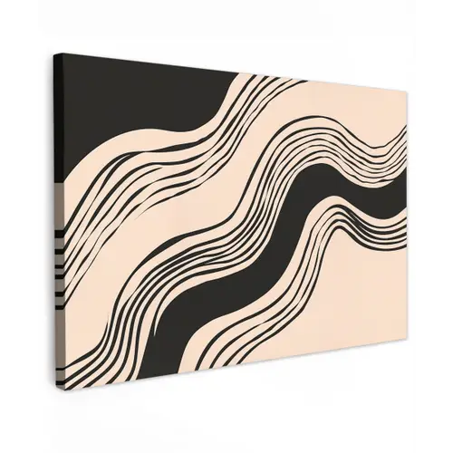 Golven - Zwart - Zandkleur canvas 2cm klein -z3d