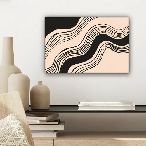 Golven - Zwart - Zandkleur canvas 2cm klein -sfeer6