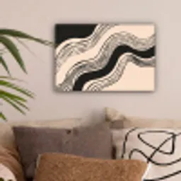 Golven - Zwart - Zandkleur canvas 2cm klein -sfeer1