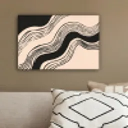 Golven - Zwart - Zandkleur canvas 2cm klein -sfeer3