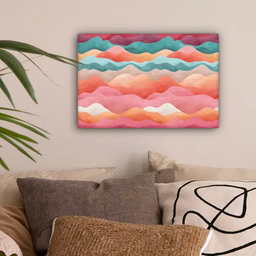 Golven - Kleurrijk - Abstract canvas 2cm klein -sfeer1