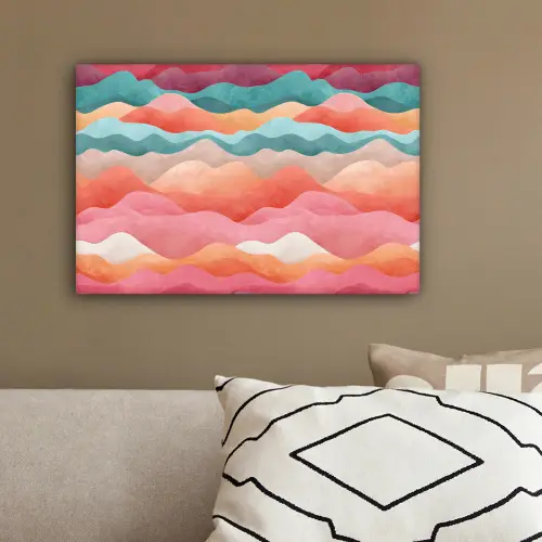Golven - Kleurrijk - Abstract canvas 2cm klein -sfeer3