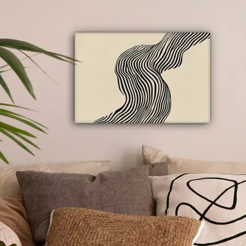 Golvend - Lijnen - Abstract - Silhouet canvas 2cm klein -sfeer1