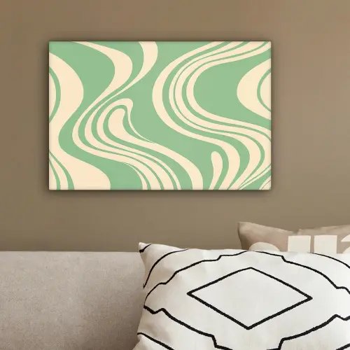 Golvende lijnen - Mintgroen - Dansende vormen canvas 2cm klein -sfeer3