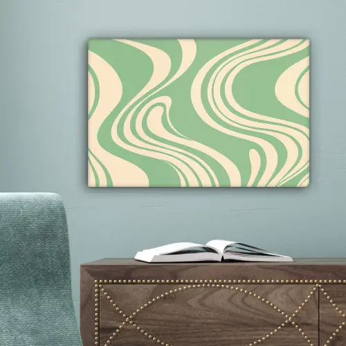 Golvende lijnen - Mintgroen - Dansende vormen canvas 2cm klein -sfeer4
