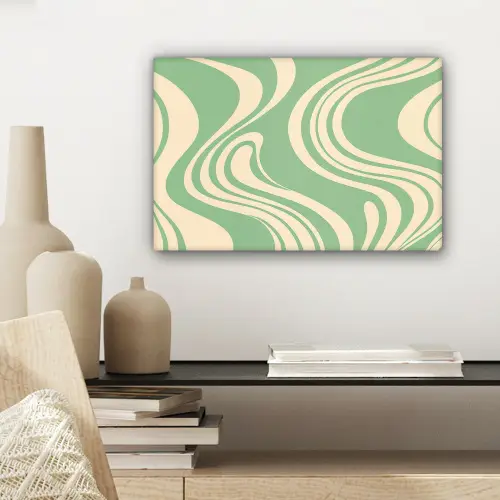 Golvende lijnen - Mintgroen - Dansende vormen canvas 2cm klein -sfeer6