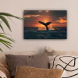 Walvis staart - Water - Zonsondergang canvas 2cm klein -sfeer1