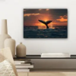 Walvis staart - Water - Zonsondergang canvas 2cm klein -sfeer6
