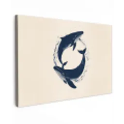 Walvissen - Spetters - Cirkel - Donkerblauw canvas 2cm klein -z3d