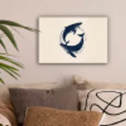 Walvissen - Spetters - Cirkel - Donkerblauw canvas 2cm klein -sfeer1