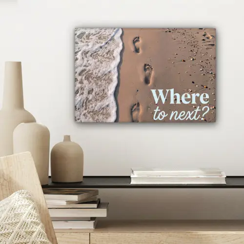 Where to next - Strand - Voetstappen canvas 2cm klein -sfeer6