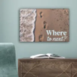 Where to next - Strand - Voetstappen canvas 2cm klein -sfeer4