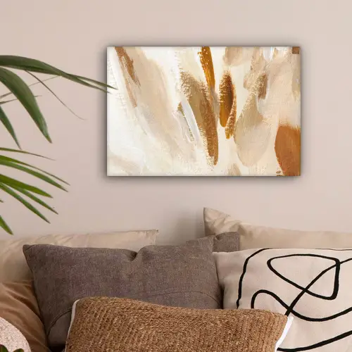 Wit - Bruin - Abstract canvas 2cm klein -sfeer1