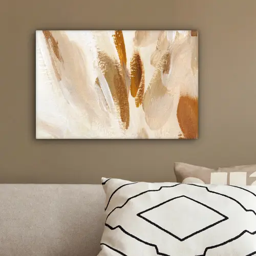 Wit - Bruin - Abstract canvas 2cm klein -sfeer3