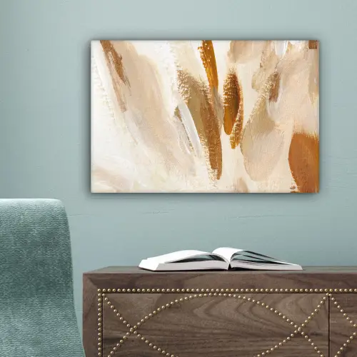 Wit - Bruin - Abstract canvas 2cm klein -sfeer4
