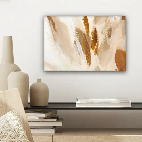 Wit - Bruin - Abstract canvas 2cm klein -sfeer6