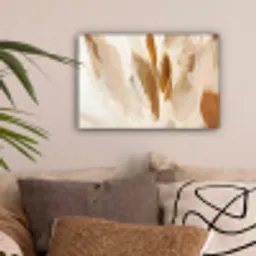Wit - Bruin - Abstract canvas 2cm klein -sfeer1