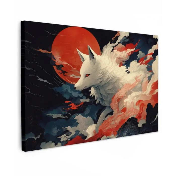 Witte vos - wolken - maan canvas 2cm klein -z3d